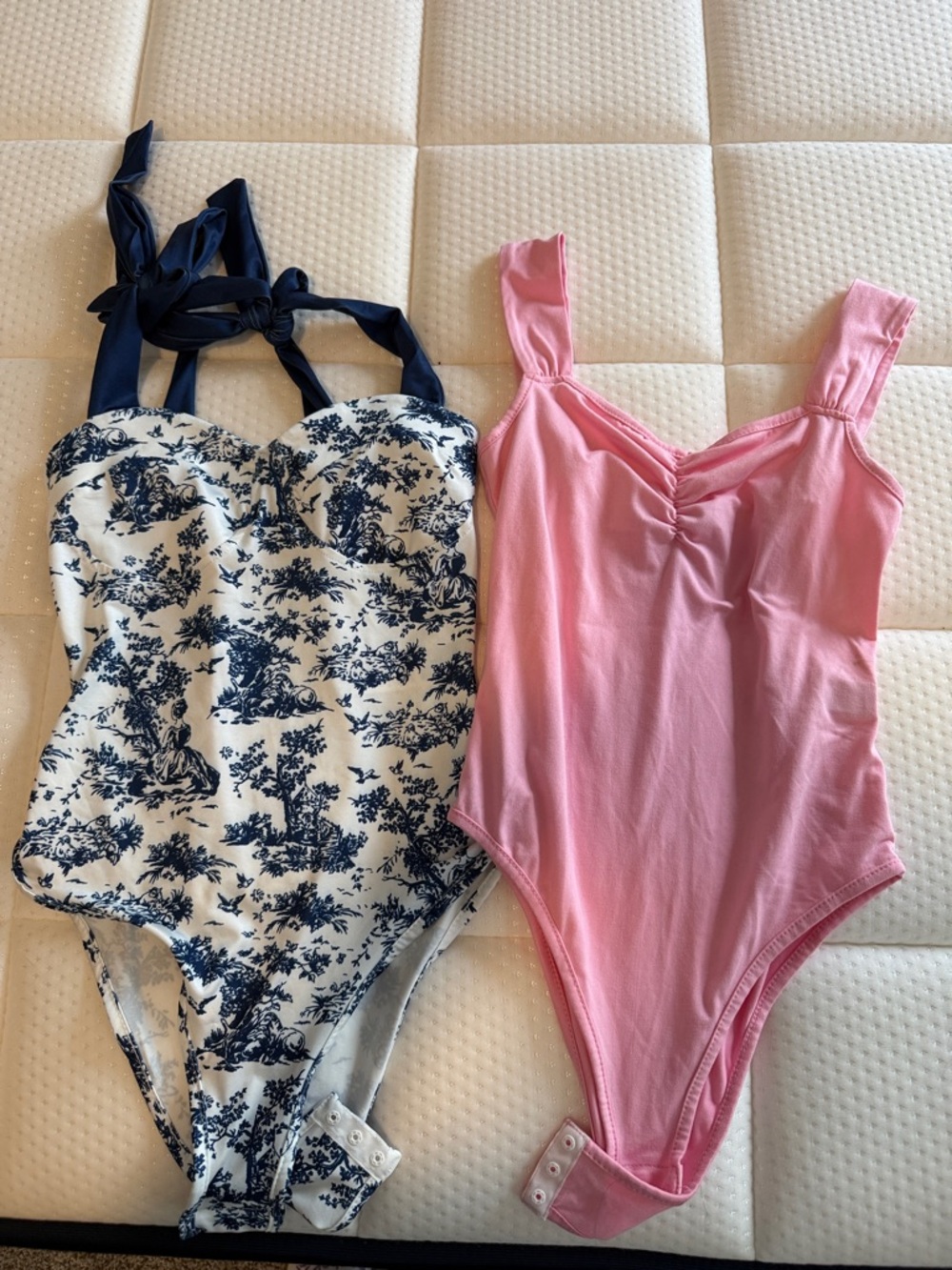 Women’s/juniors body suits - Pink & Navy Toile